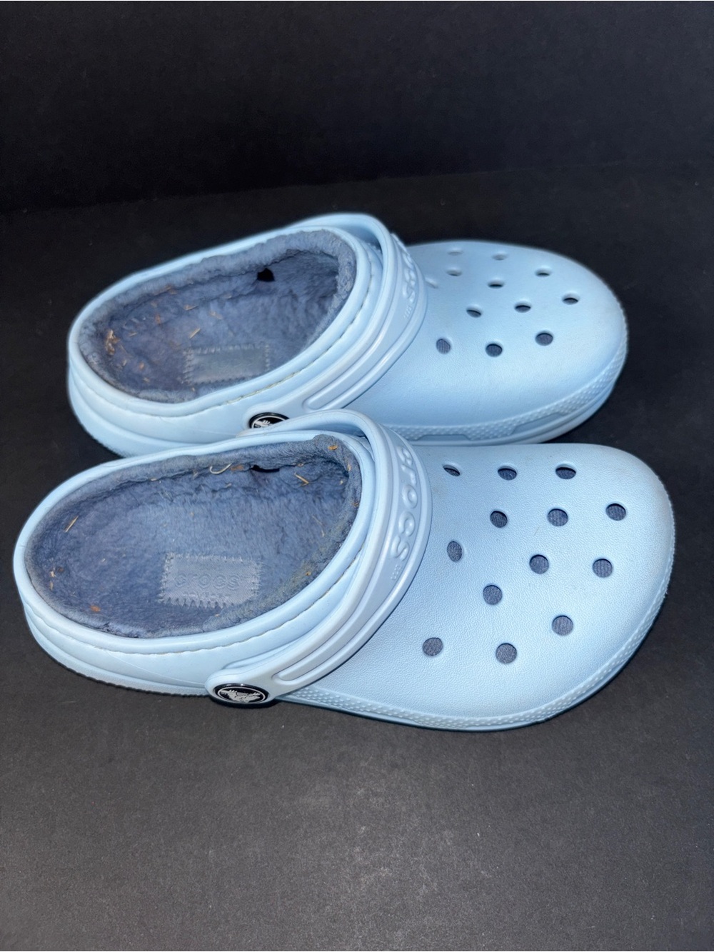 CROCS Kids Light Blue Fleece-Lined Clogs